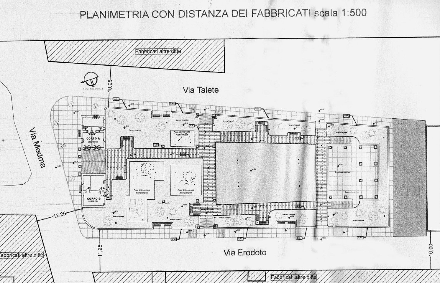 Fig. 6 – Il progetto della nuova piazza con l’indicazione delle aree di interesse archeologico.