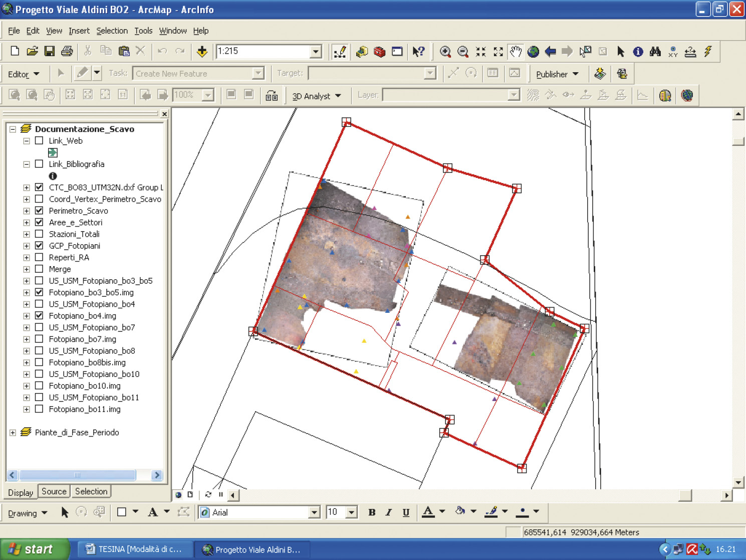 Fig. 5 – Georeferenziazione dei foto-mosaici.