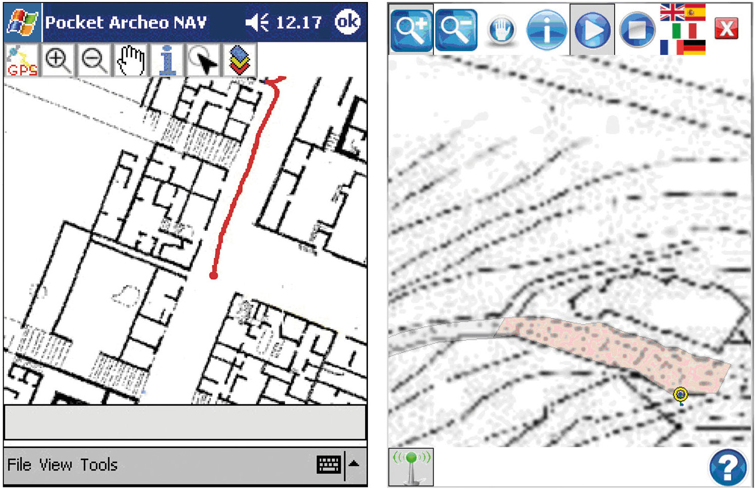 Figs. 5-6 – 5. Pocket ArcheoNAV, a first version of multimedia guide; 6. The evolution of multimedia guide.