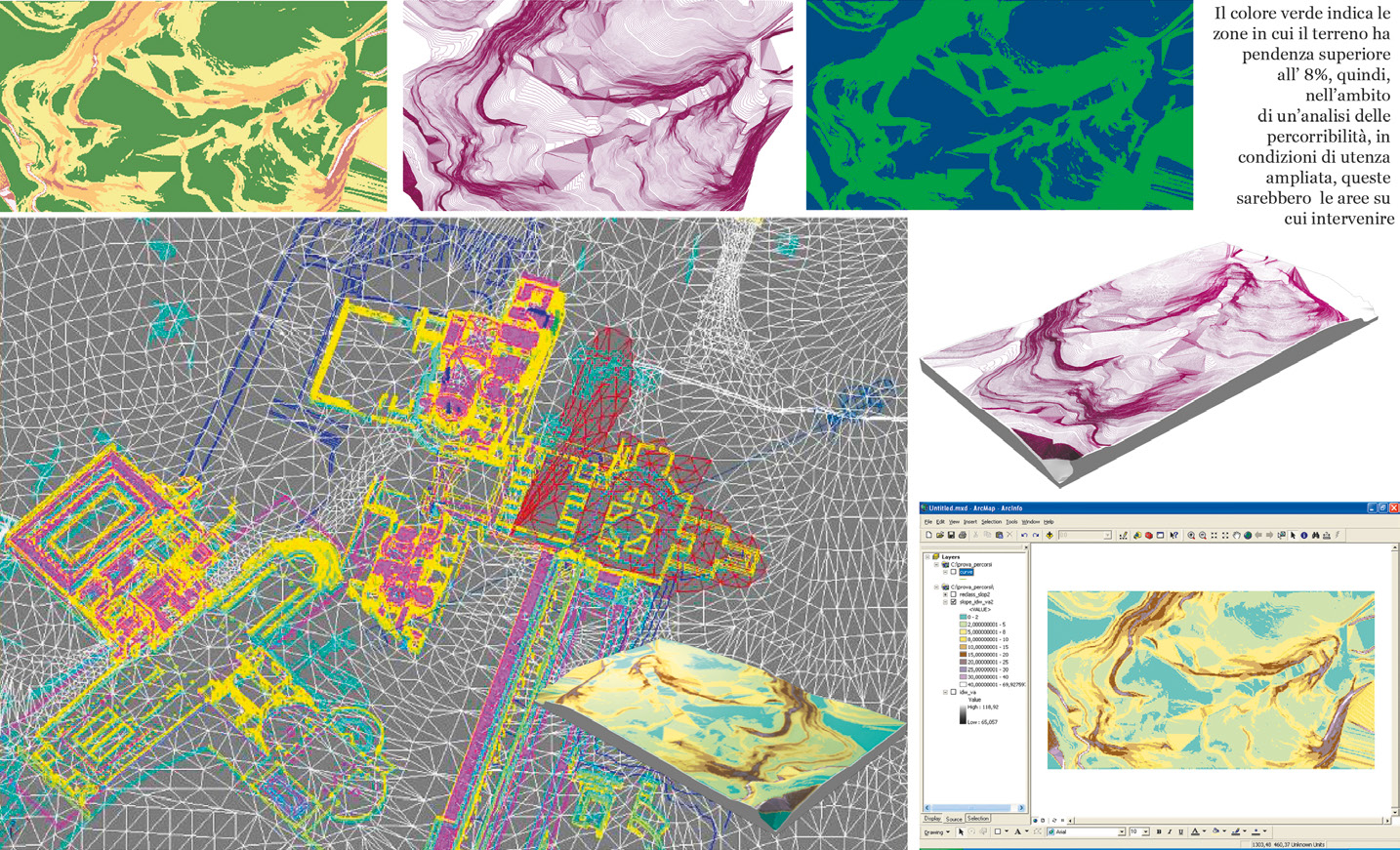 Fig. 7 – Modello digitale del terreno (DTM) e analisi dell’area compresa nei confini demaniali di Villa Adriana.