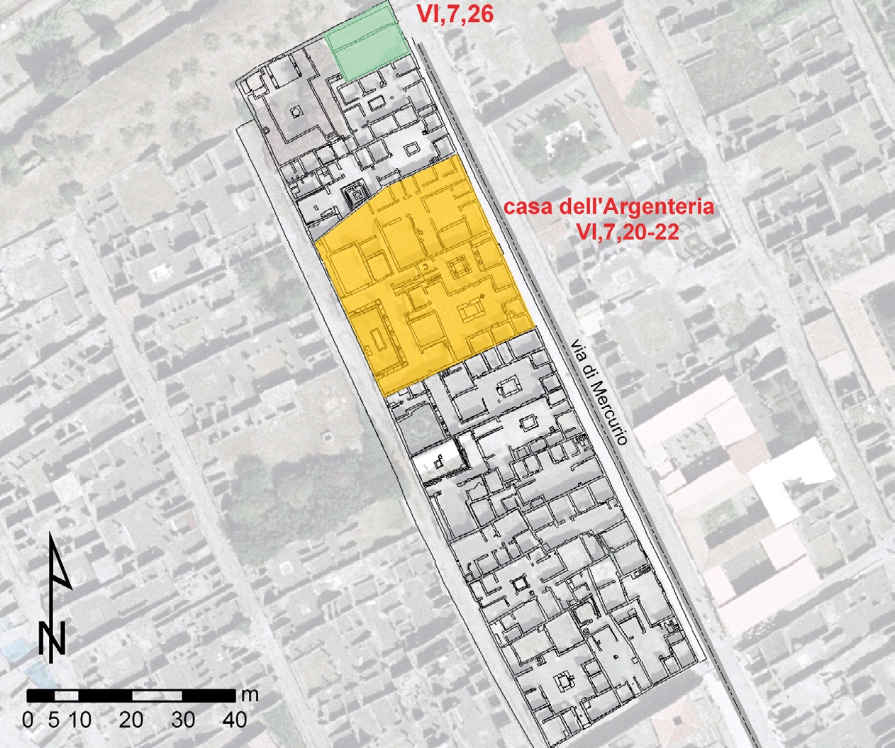 Fig. 2 – Via di Mercurio, insula VI,7 (campagne di scavo 2002-2007).