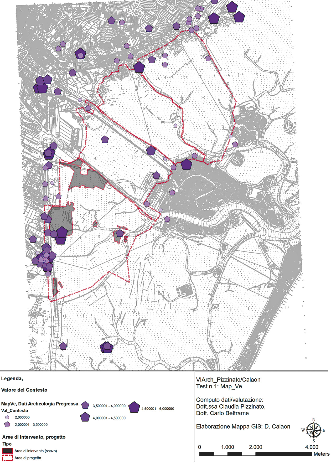 Fig. 1 – Le caratteristiche del “contesto” archeologico, in Map_Ve. Studio di valutazione di impatto archeologico nel progetto di “Risanamento delle aree lagunari tra Venezia e Porto Marghera, 2010”.