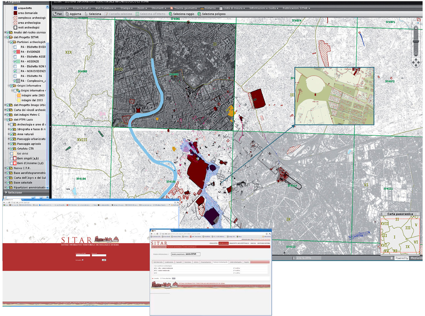 Fig. 2 – Le interfacce webGIS e webDB.