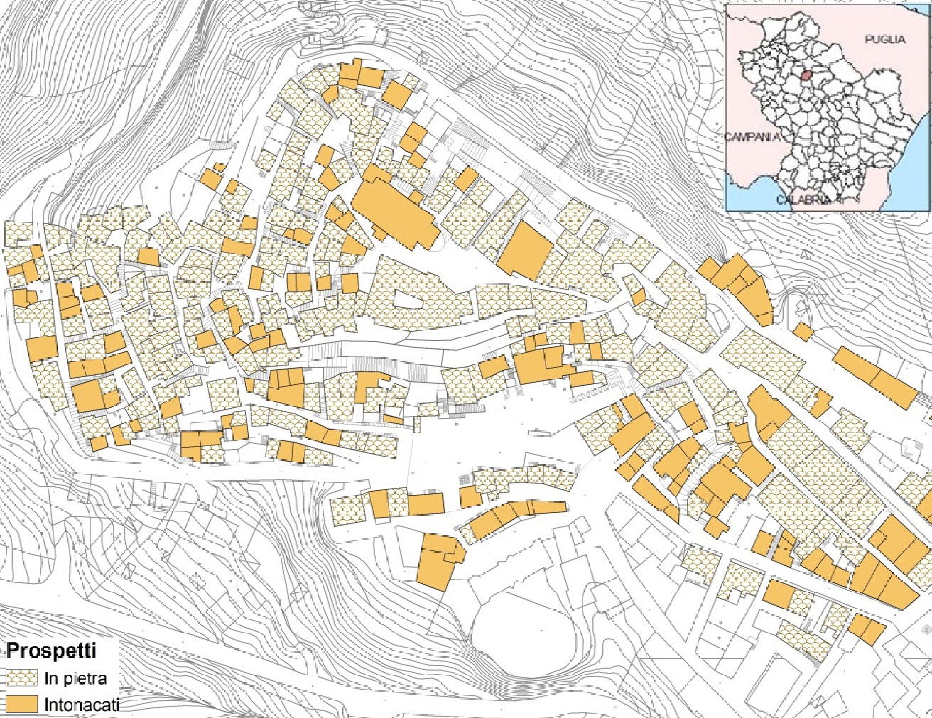 Fig. 1 – Inquadramento territoriale del caso di studio. Il centro storico di Cancellara.