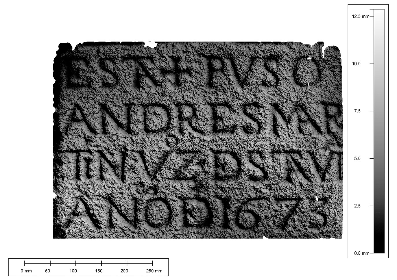 Fig. 4 – Shaded relief visualisation of the epigraph DSM.