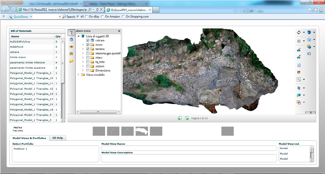 Fig. 6 – Esempio di visualizzazione on-line del modello 3D con il web-viewer di Right Emisphere Cad Edition.