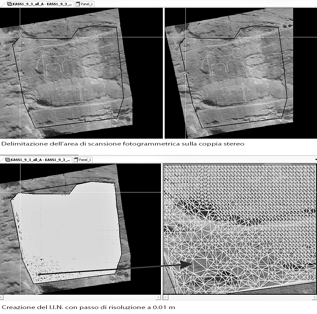 Fig. 12 – Dal modello 3D testurizzato alle restituzioni grafiche vettoriali (DEM, curve di livello, sezioni).