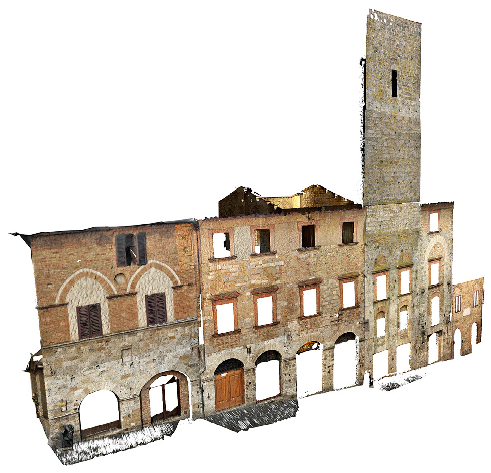 Fig. 2 – Modello 3D in nuvola di punti RGB di Palazzo e Torre Campatelli.