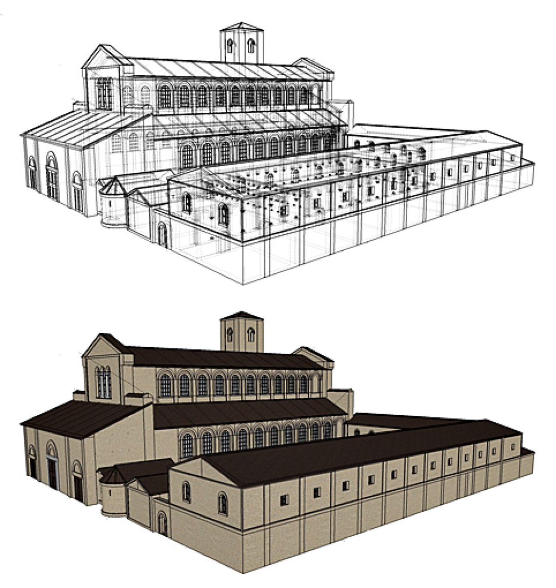 Fig. 11 – Vista assonometrica del modello in fase di raffinazione.