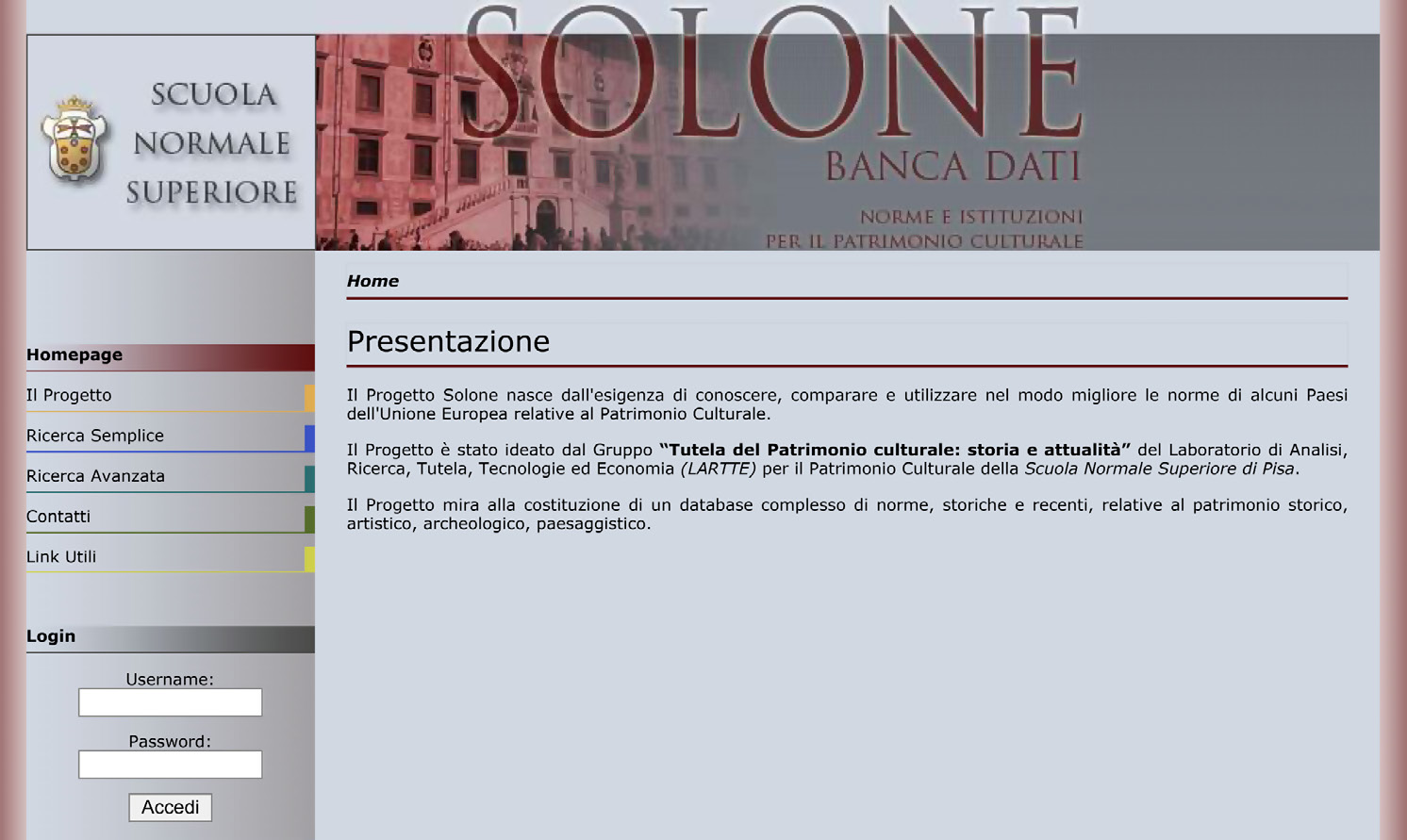 Fig. 1 – La homepage di Solone.