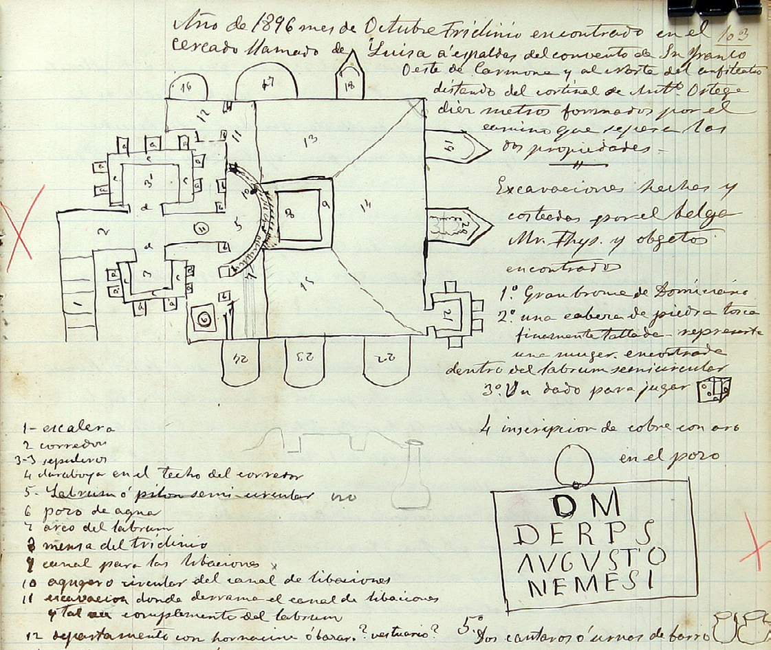 Fig. 2 – Carmona Archaeological Ensemble archive. Excavation book.