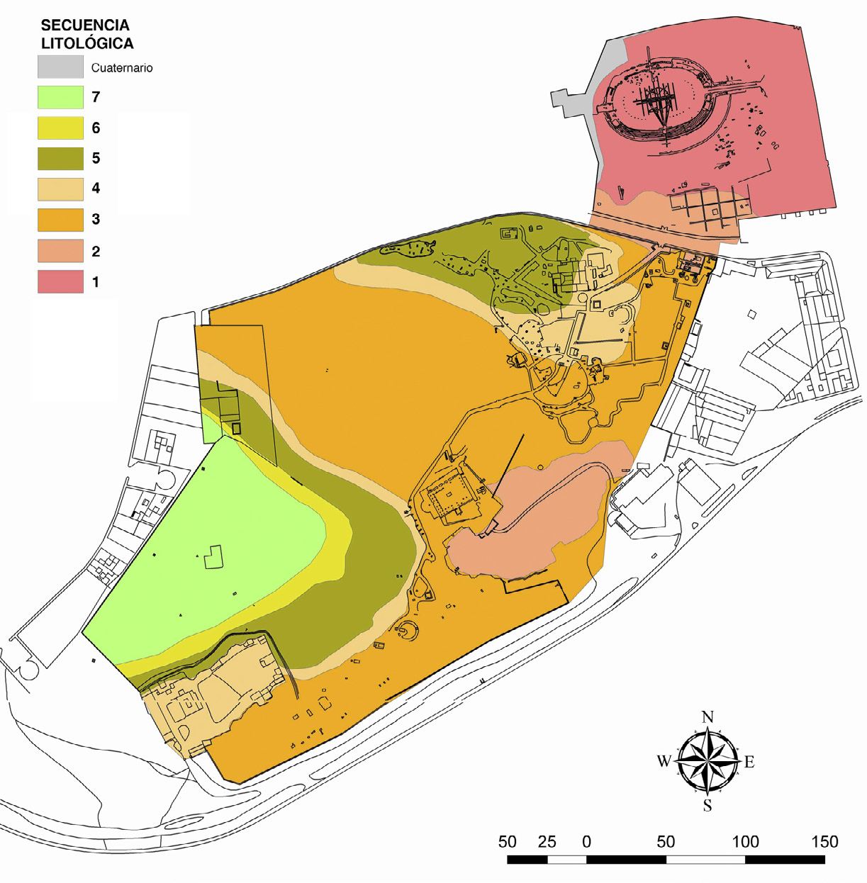 Fig. 3 – Geological mapping of the Carmona Archaeological Ensemble.