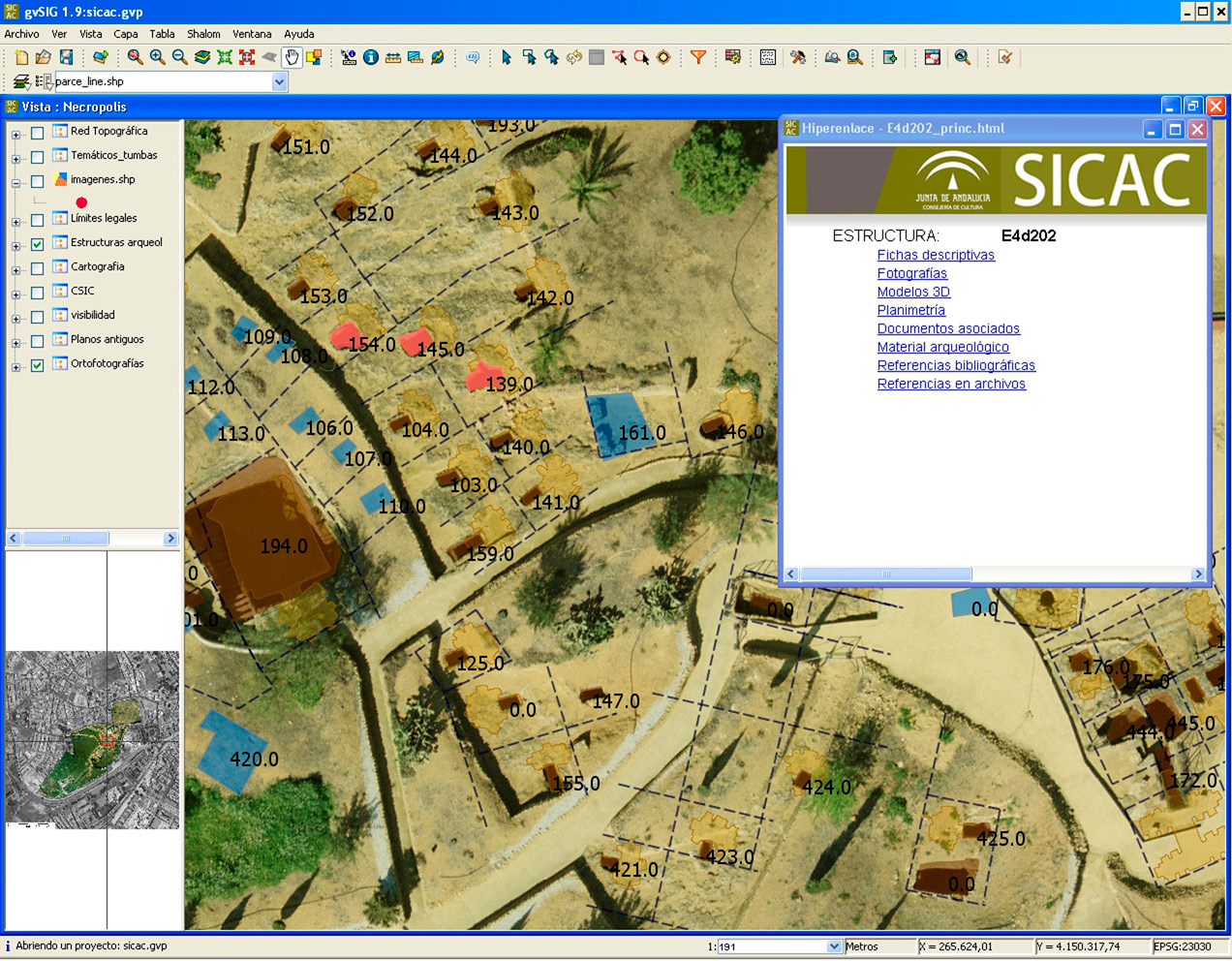 Fig. 7 – SICAC Desktop. Archaeological information.