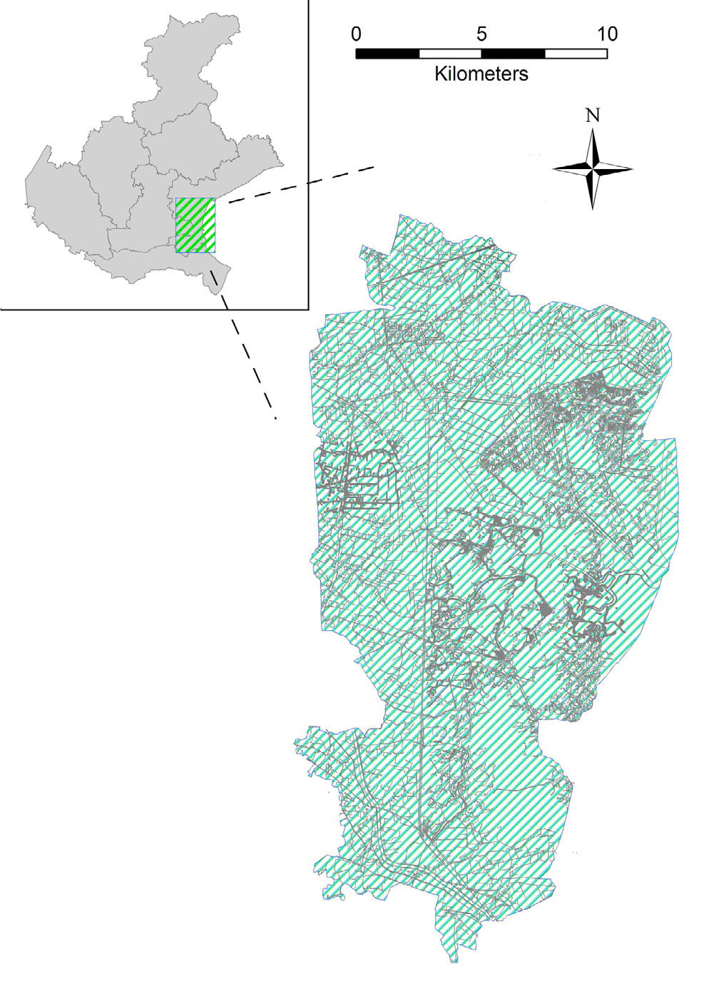 Fig. 1 – Elaborazione GIS dell’area di ricerca.