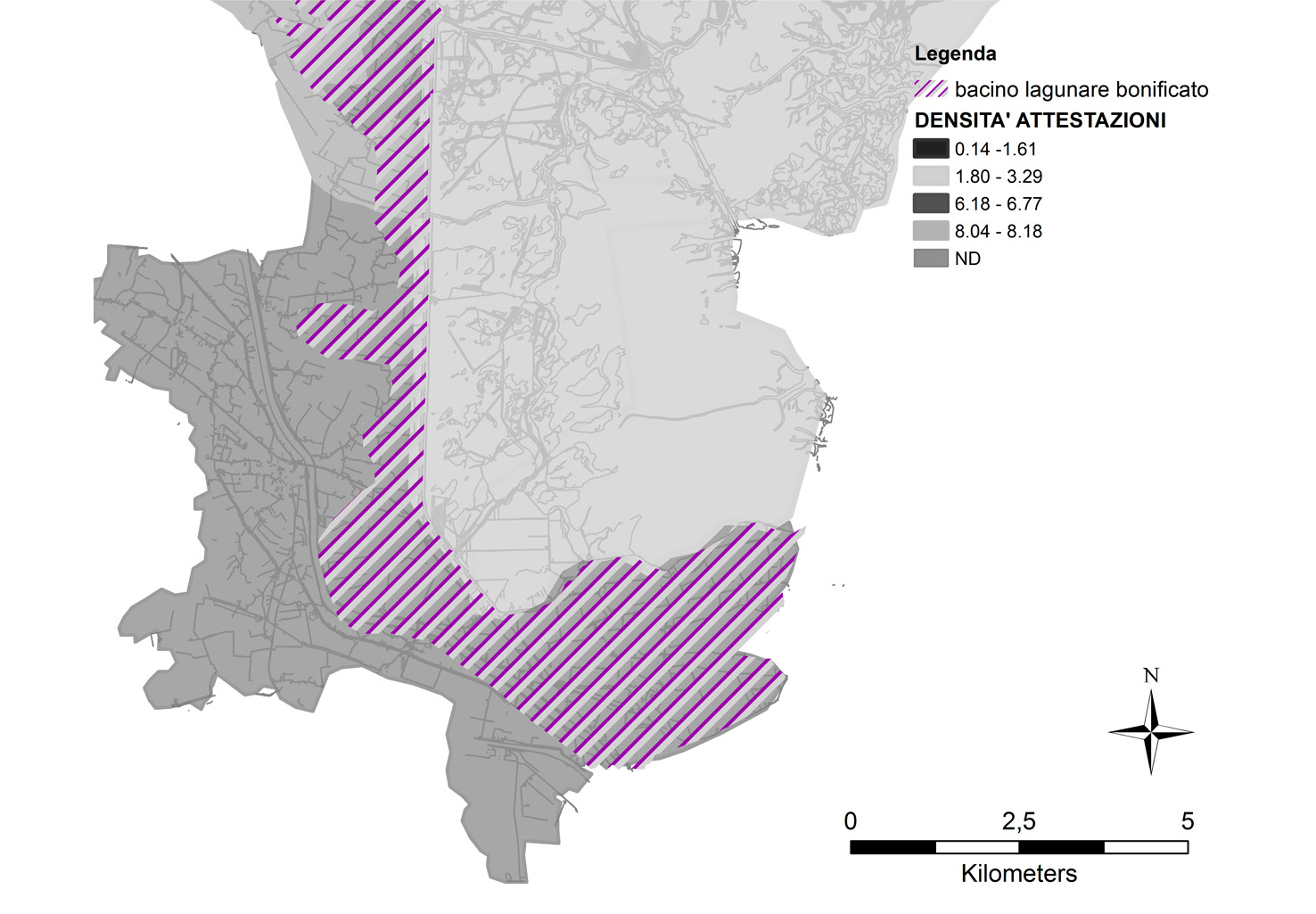 Fig. 4 – Distribuzione tipologica delle attestazioni dell’area 1000 di età post antica.