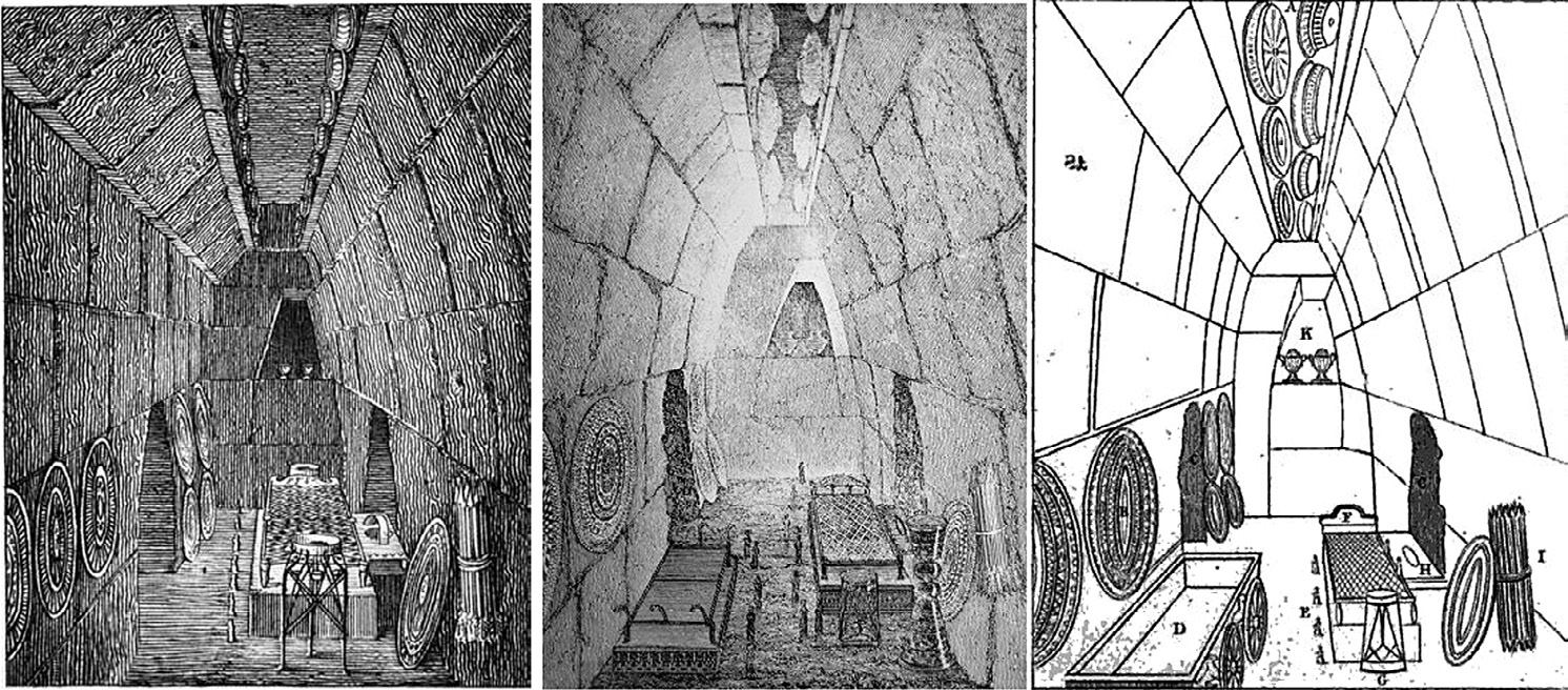 Fig. 4 – Reconstructions made by L. Grifi (1841), L. Canina (1838), and Hamilton Gray (1841).