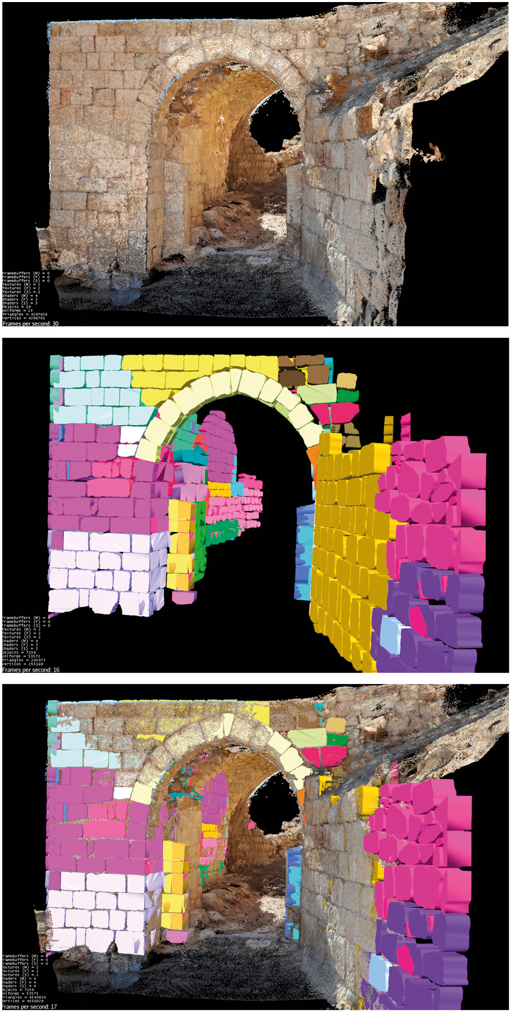 Fig. 2 – Unione dei due diversi approcci fotogrammetrici in un unico visualizzatore 3D interattivo.