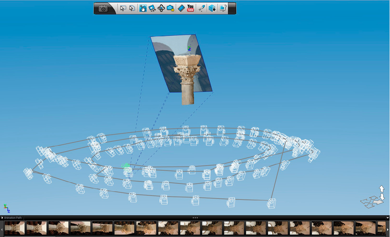 Fig. 2 – Ricostruzione di uno dei capitelli attraverso il servizio di fotomodellazione via cloud computing Autodesk 123D Catch.