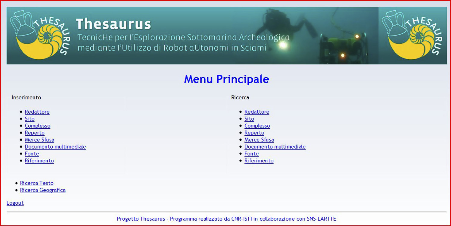 Fig. 1 – Schermata di inserimento dati, in cui sono indicate le entità principali.