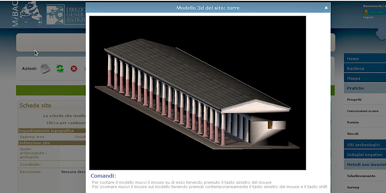 Fig. 10 – Il modello 3D caricato nel visualizzatore di RAPTOR.