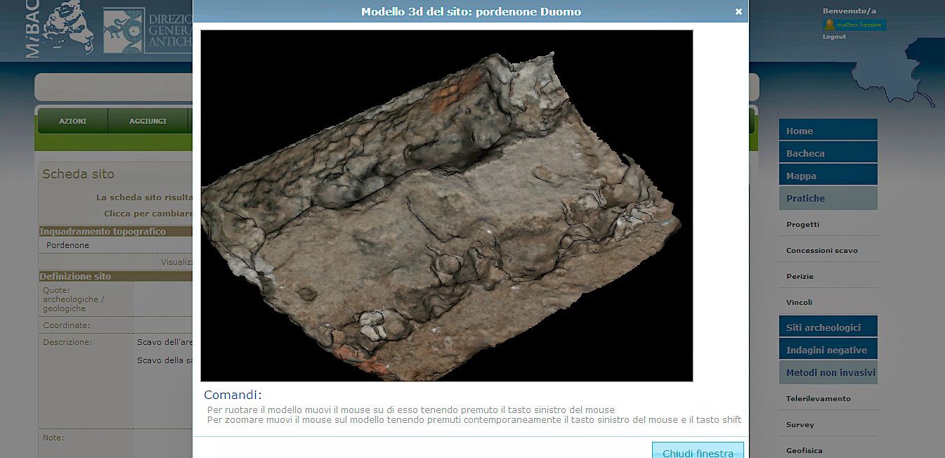 Fig. 11 – Rilievo 3D di unità stratigrafica ottenuto mediante Structure from Motion (SfM) e Image-Based Modeling (IBM).