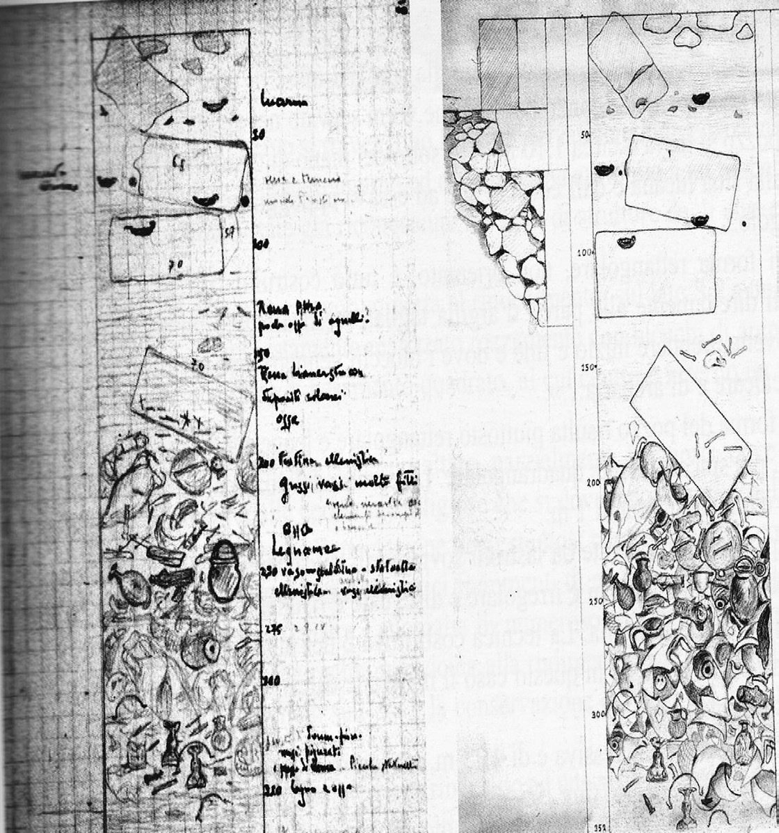 Fig. 2 – I bothroi, Umberto Zanotti Bianco drawing (ANIMI archive, U. Zanotti Bianco Fund).