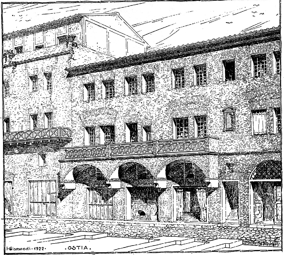 Fig. 5 – Ricostruzione di una domus di Ostia (Gismondi 1953).