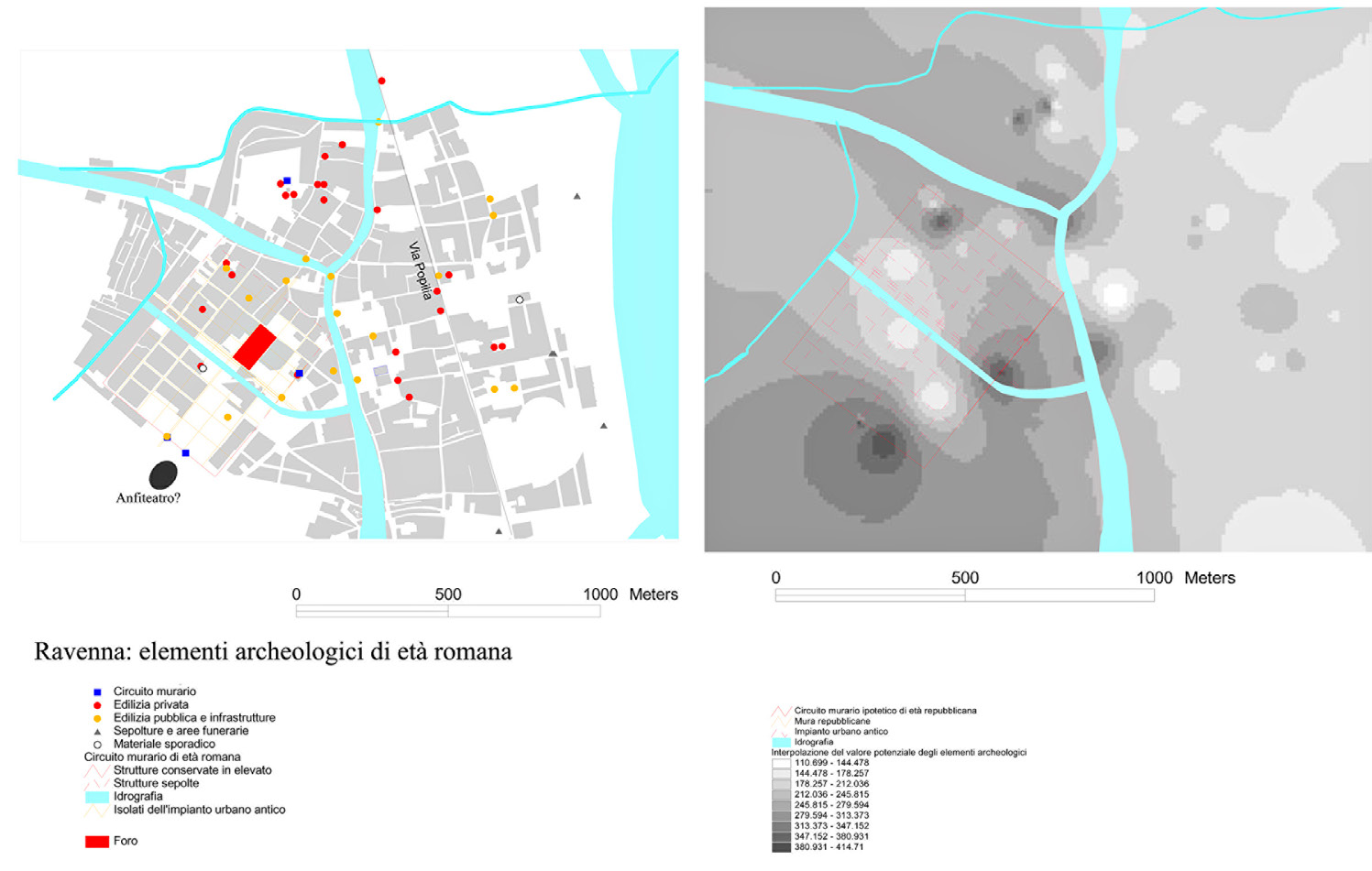 Fig. 4 – Carta del potenziale archeologico di Ravenna in età romana.