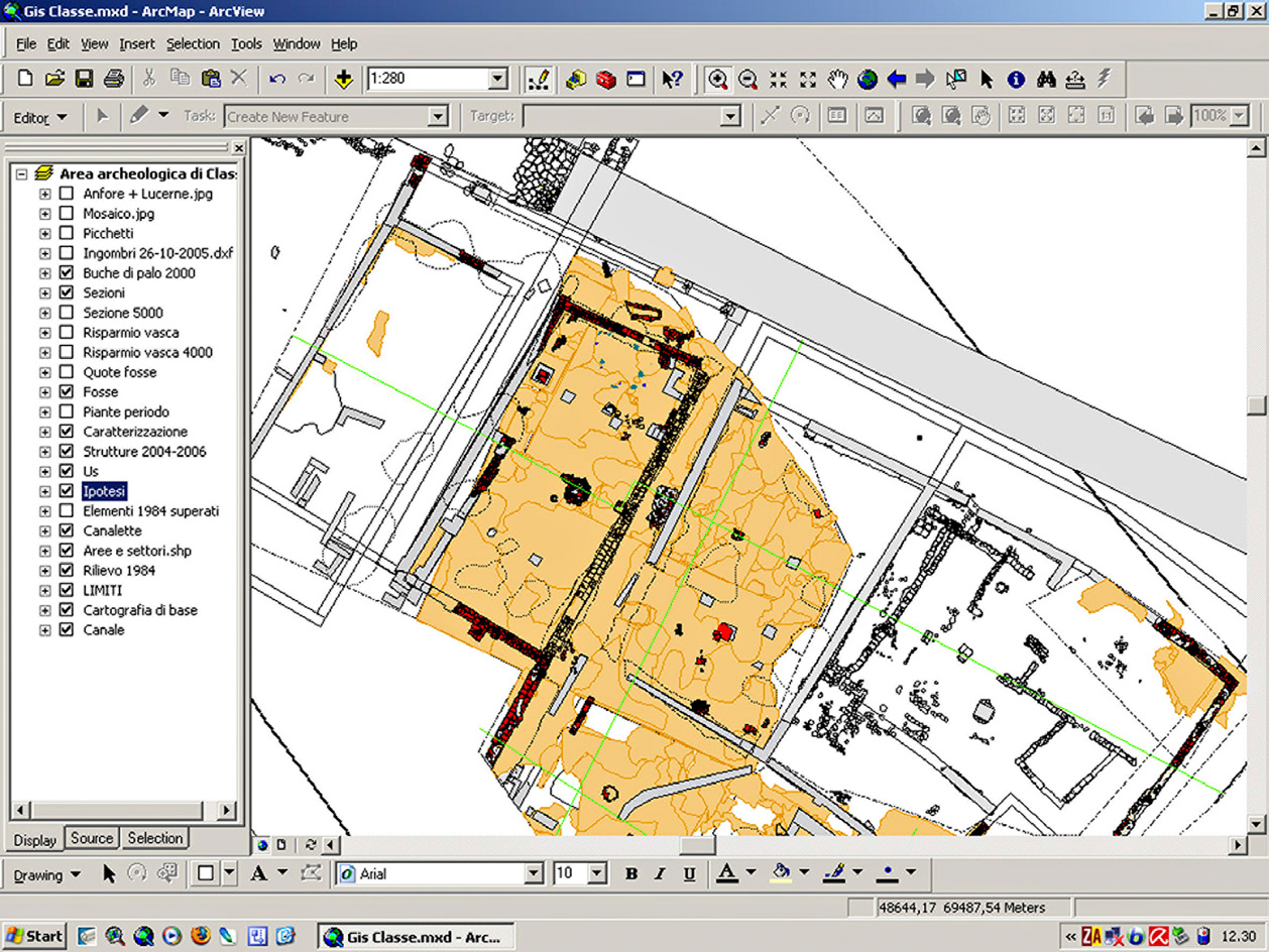 Fig. 8 – Visualizzazione della piattaforma GIS dello scavo di Classe.