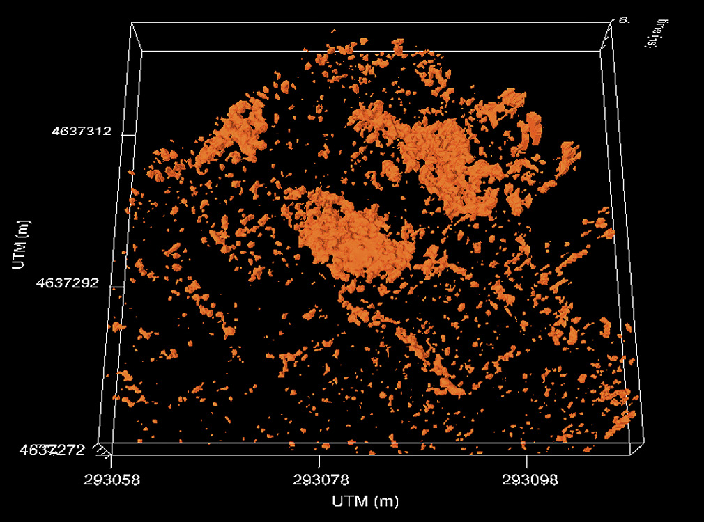 Fig. 14 – Restituzione 3D delle anomalie GPR della zona 2.