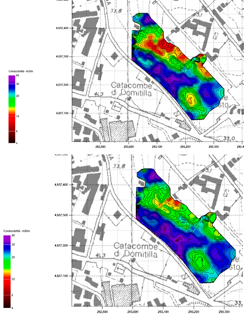 Fig. 15 – Mappe di conducibilità elettromagnetica.