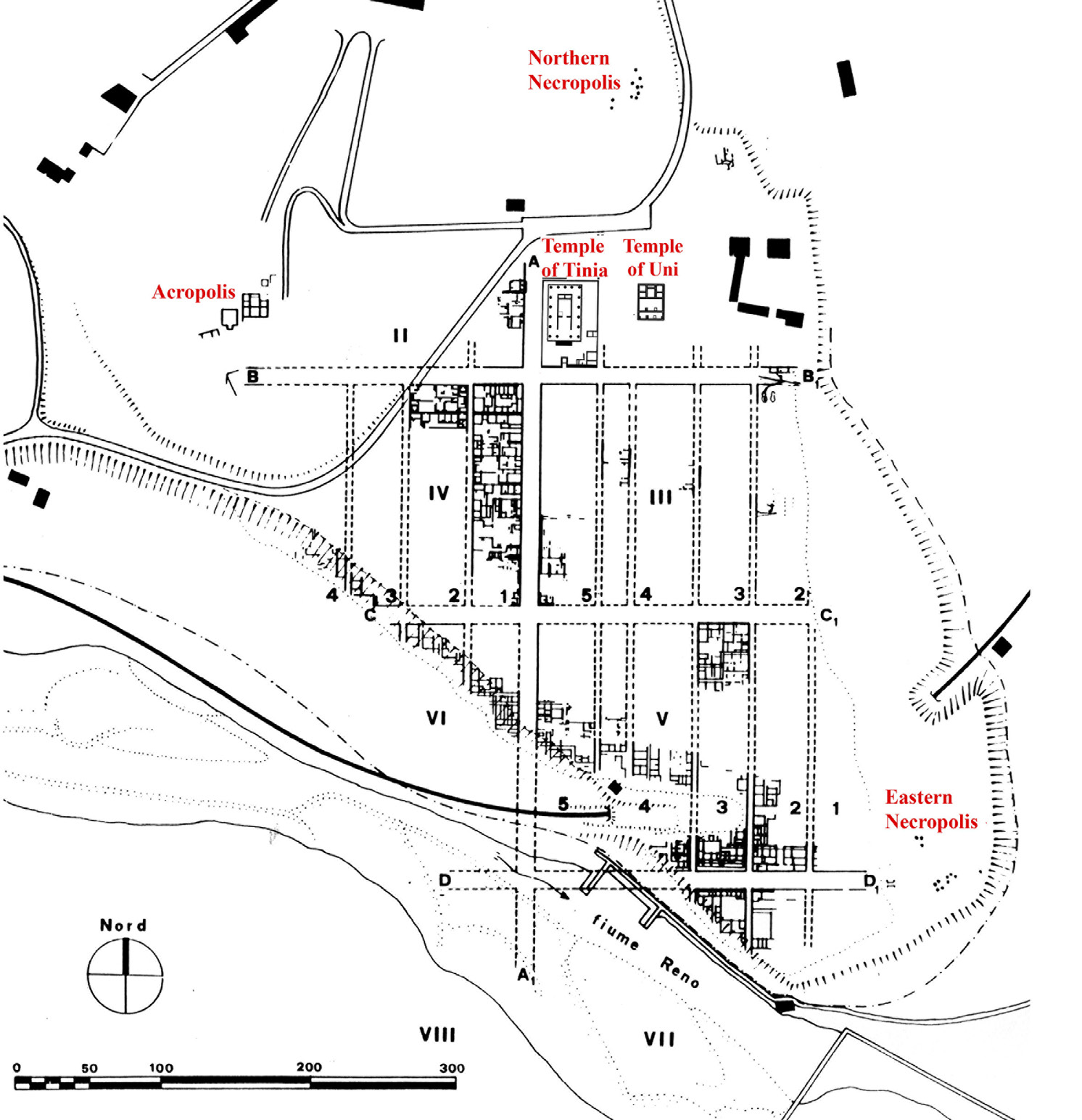 Fig. 1 – Planimetria generale della città di Marzabotto.