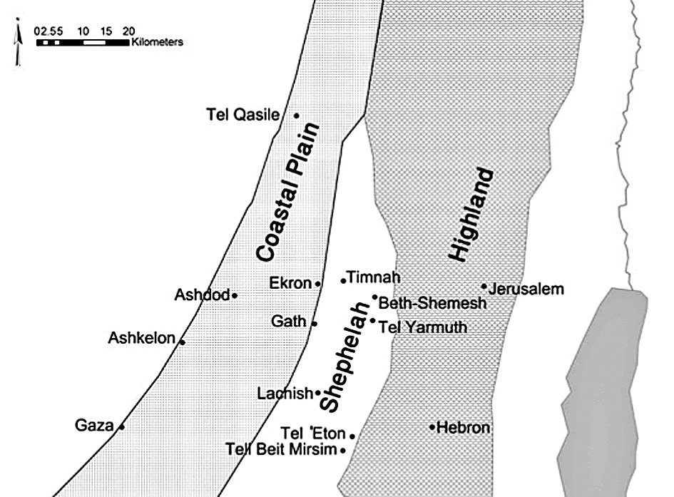 Fig. 2 – Three cultures and two borderlines in Canaan of Iron Age I – Reproduced from Faust, Katz 2011, with the kind permission of Avraham Faust.