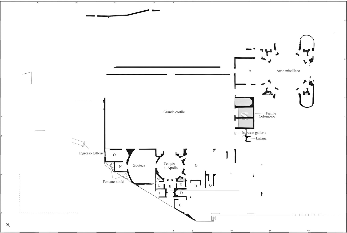 Fig. 3 – Villa Adriana, Accademia, pianta delle emergenze murarie (rilievo autore).