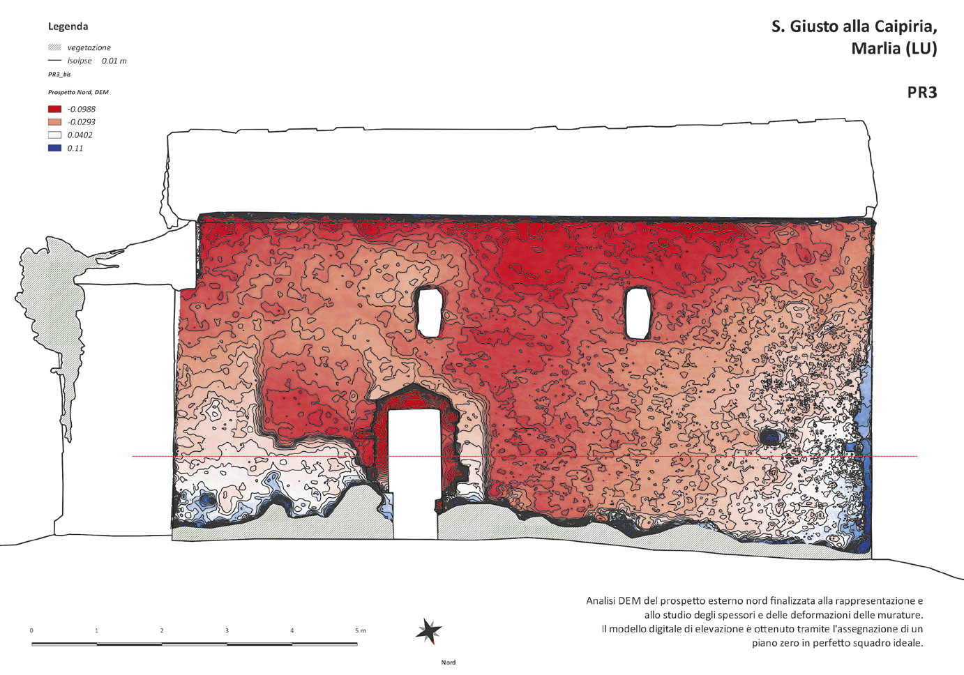 Fig. 10 – Chiesa di S. Giusto, Marlia (LU), rappresentazione DSM del prospetto esterno N.