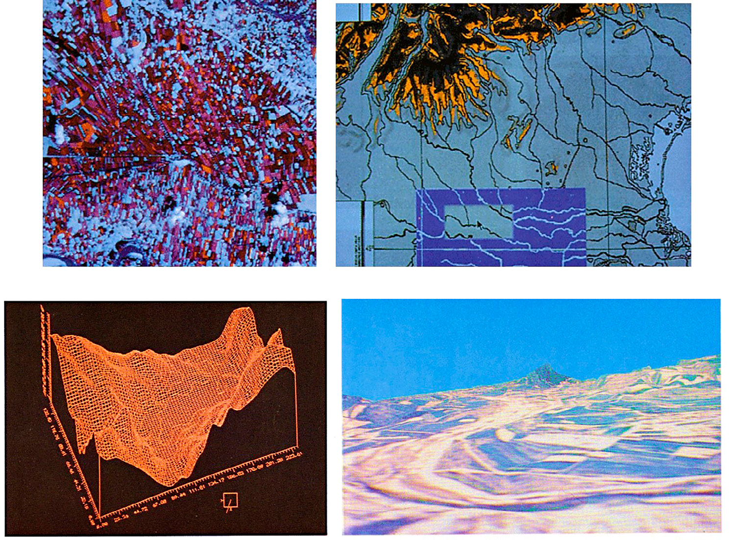 Fig. 2 – a) Veneto Region: Alto Medio Polesine-Basso Veronese Project (De Guio 1991); b) DTM of the Reno Valley and virtual navigation in the landscape (Forte 1993).