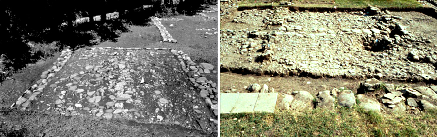 Fig. 4 – The stenopos on the western side of House 1, Regio IV, 2 (Romagnoli 2010, 238) and the plateia A.