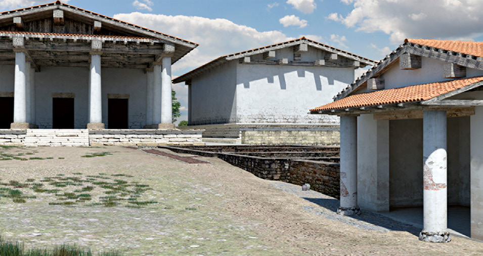 Fig. 1 – Virtual simulation of the Sanctuary of the acropolis during the Hellenistic period.