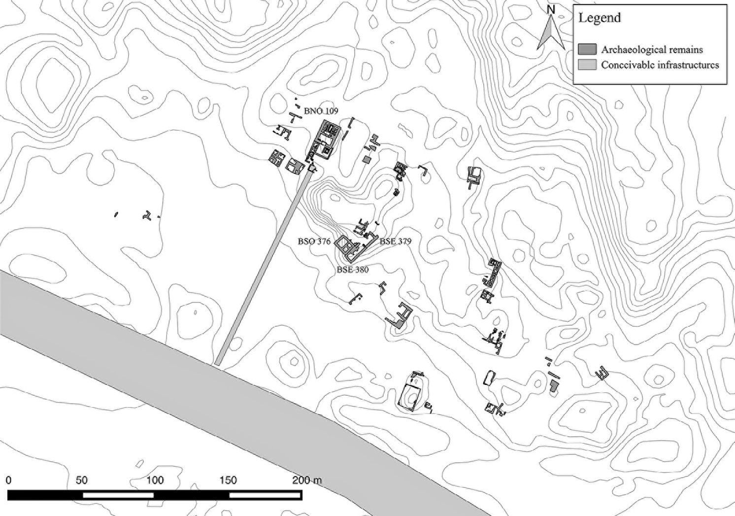 Fig. 1 – Bakchias plan during the early Ptolemaic period (from the late 4th century BC to the mid-3rd century BC).