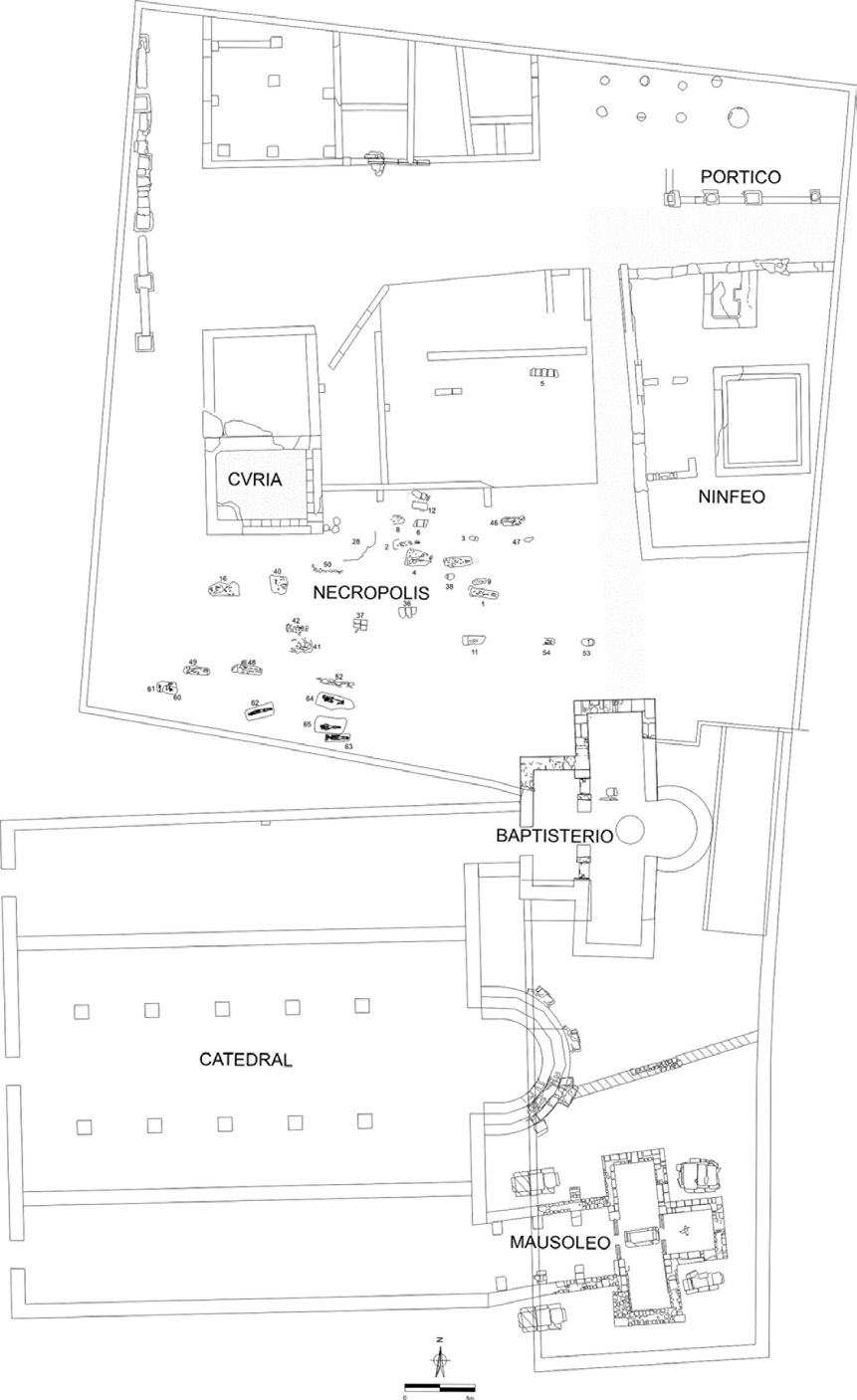 Fig. 1 – Episcopal Complex around 650 AD. Archive of SIAM (Secció d’Investigació Arqueològica Municipal, València).