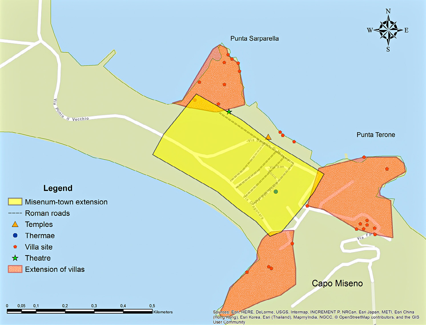 Fig. 4 – The supposed location of Misenum town centre.