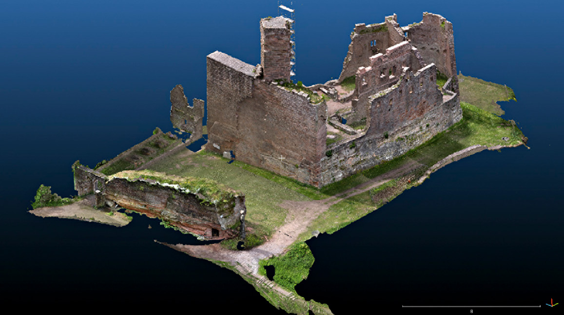 Fig. 3 – Screenshot of the photogrammetric model of castle Hohenecken in CloudCompare.