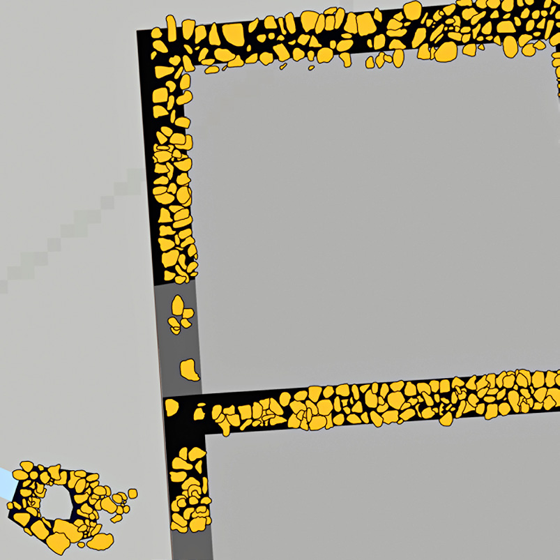 Fig. 3 – Render at detailed level of zoom showing the well and a portion of walls of Marzabotto’s House 1, Building 2, Sectors X-XI (after Govi 2010).