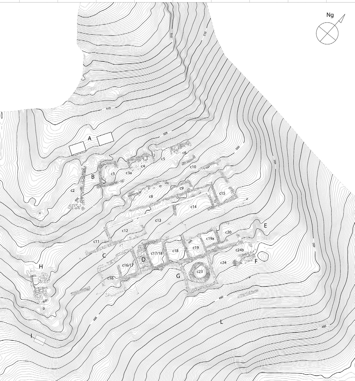 Fig. 1 – Pianella di Monte Savino village’s plan. Designers: I. Devoti and A. Gottarelli.