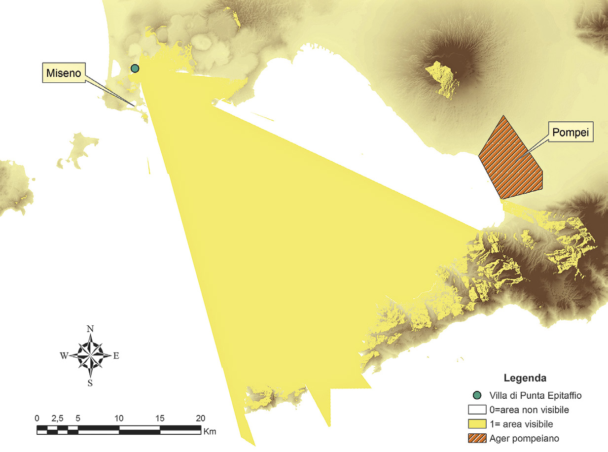 Fig. 8 – Calcolo della visibilità dalla villa di Punta Epitaffio con posizionamento del punto di osservazione a quota 60 m s.l.m.