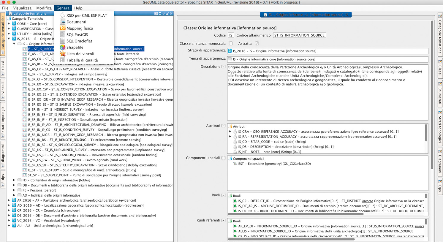 Fig. 1 – GeoUML tools: the schema in the GeoUML catalogue.