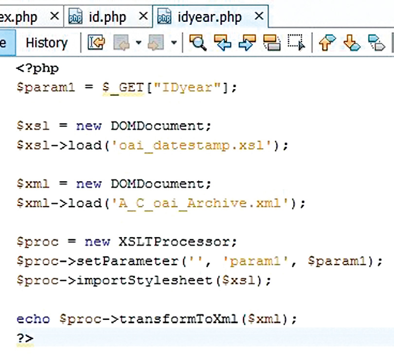 Fig. 9 – Script di creazione in PHP delle pagine web dinamiche, realizzato con NetBeans IDE 8.2.