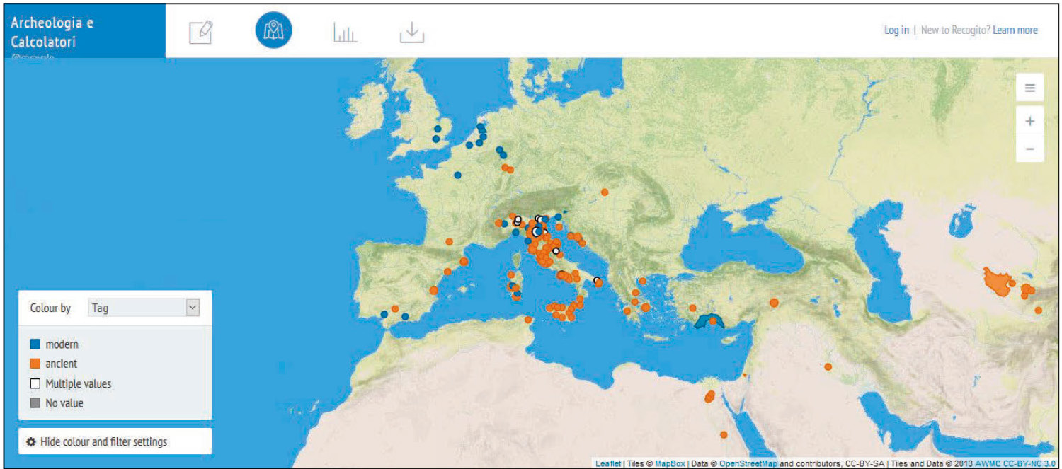 Fig. 4 – La mappa con la visualizzazione dei siti etruschi.