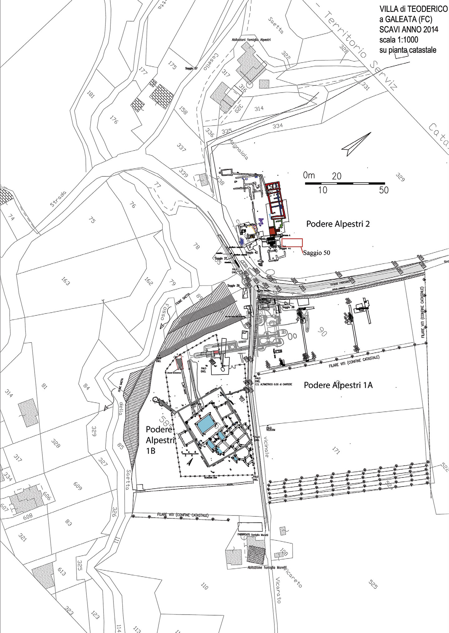 Fig. 1 – Planimetria dell’area archeologica della villa di Teoderico a Galeata.