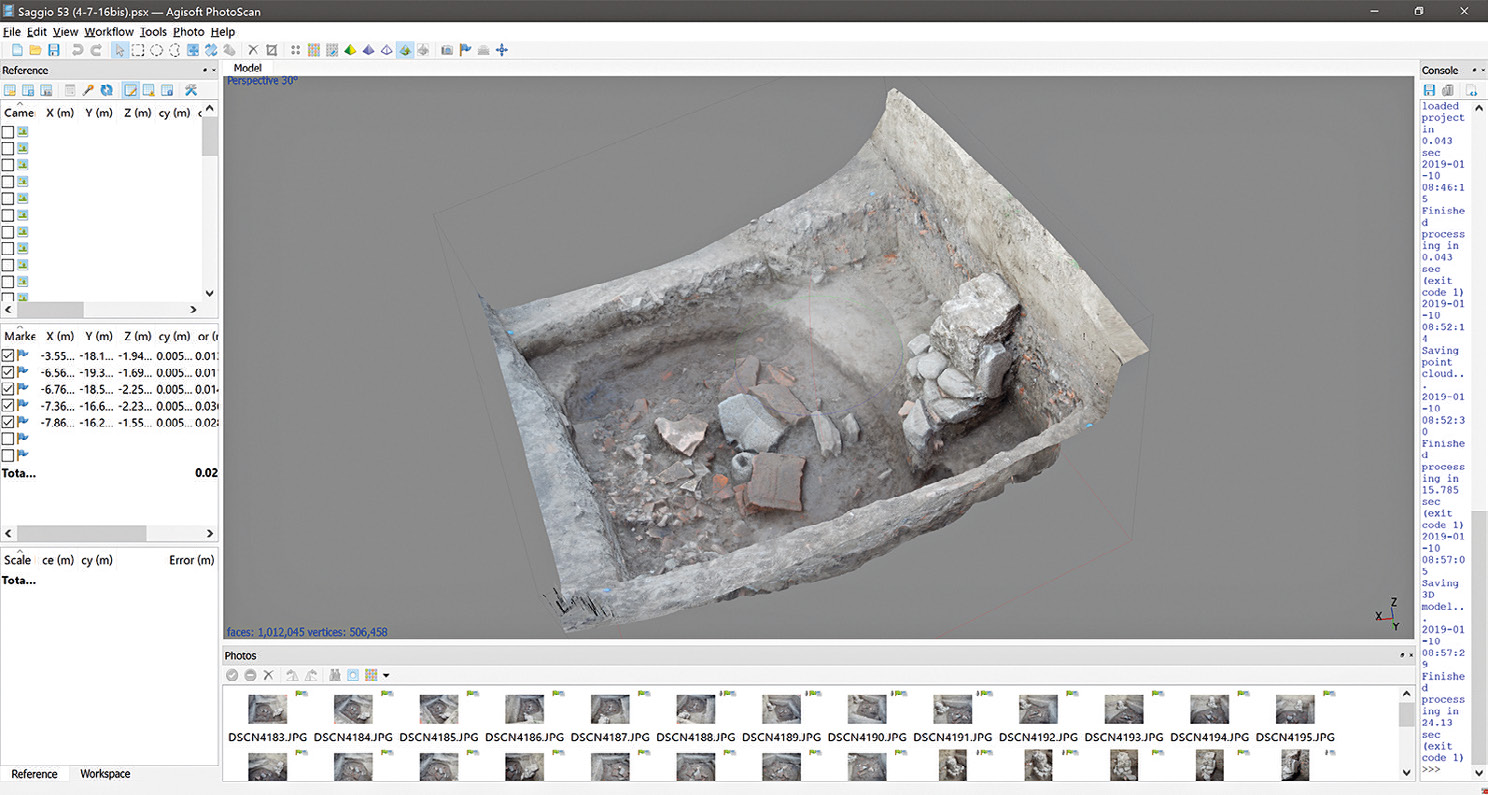 Fig. 10 – Il modello 3D della fossa di scarico (butto) in corso di elaborazione.